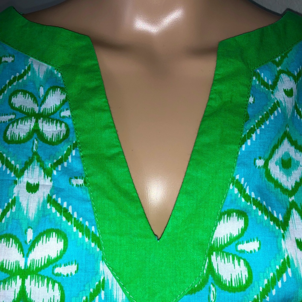 Turquoise & Lime Green Cotton Tunic